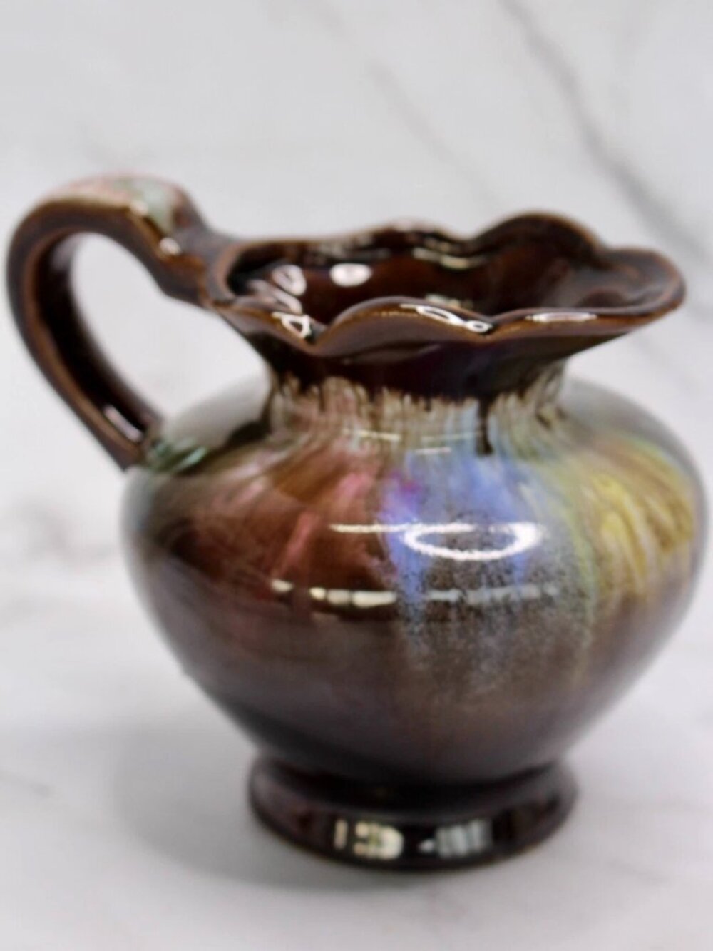 Vintage Artmark Japan Drip Glaze Creamer or Small Syrup Pitcher